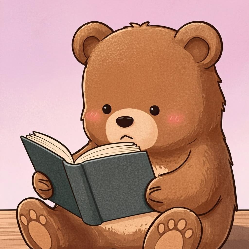 Puku が本を読みながらうとうと。読んでいる途中で眠くなってしまった、そんな微…オリジナルイラスト