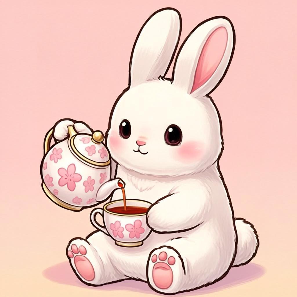 Momo がお茶を淹れている。ゆっくり丁寧に、一杯のお茶に心を込める。そんな時間…オリジナルイラスト