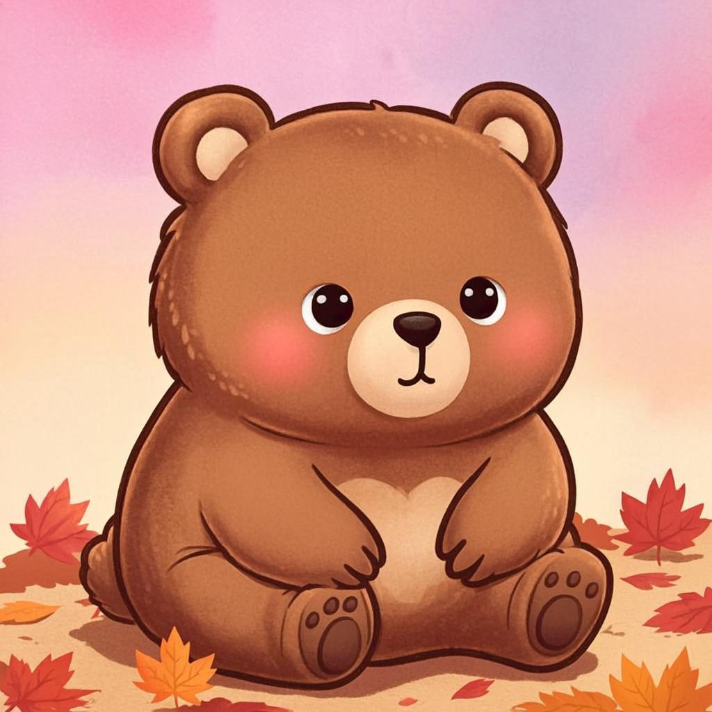 秋の落ち葉を踏みながら散歩する Puku。カサカサという音に耳を澄ませ、季節の移…オリジナルイラスト