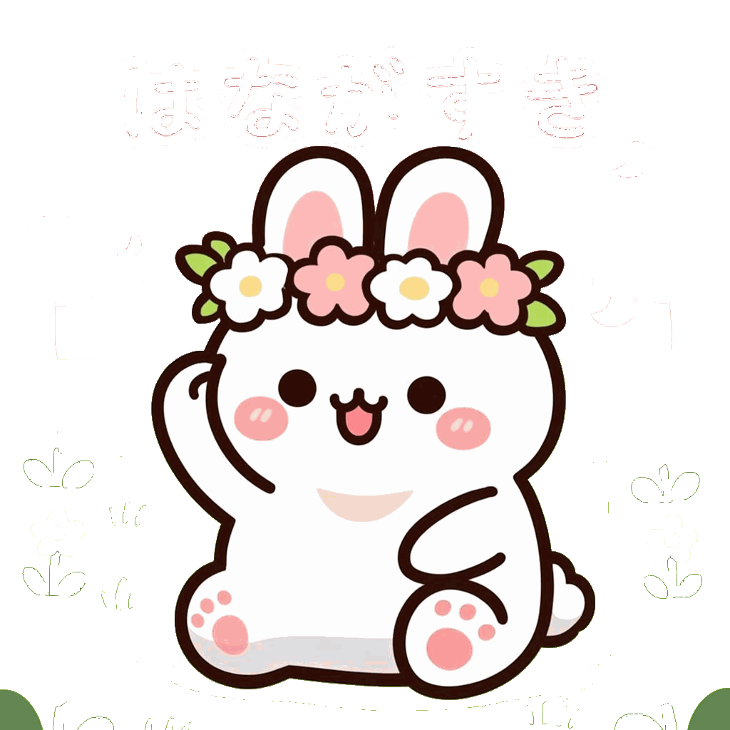 春の野原で、Momo がお花の冠を作っている。ピンクと白の花を編んで、誰かに贈る…オリジナルイラスト