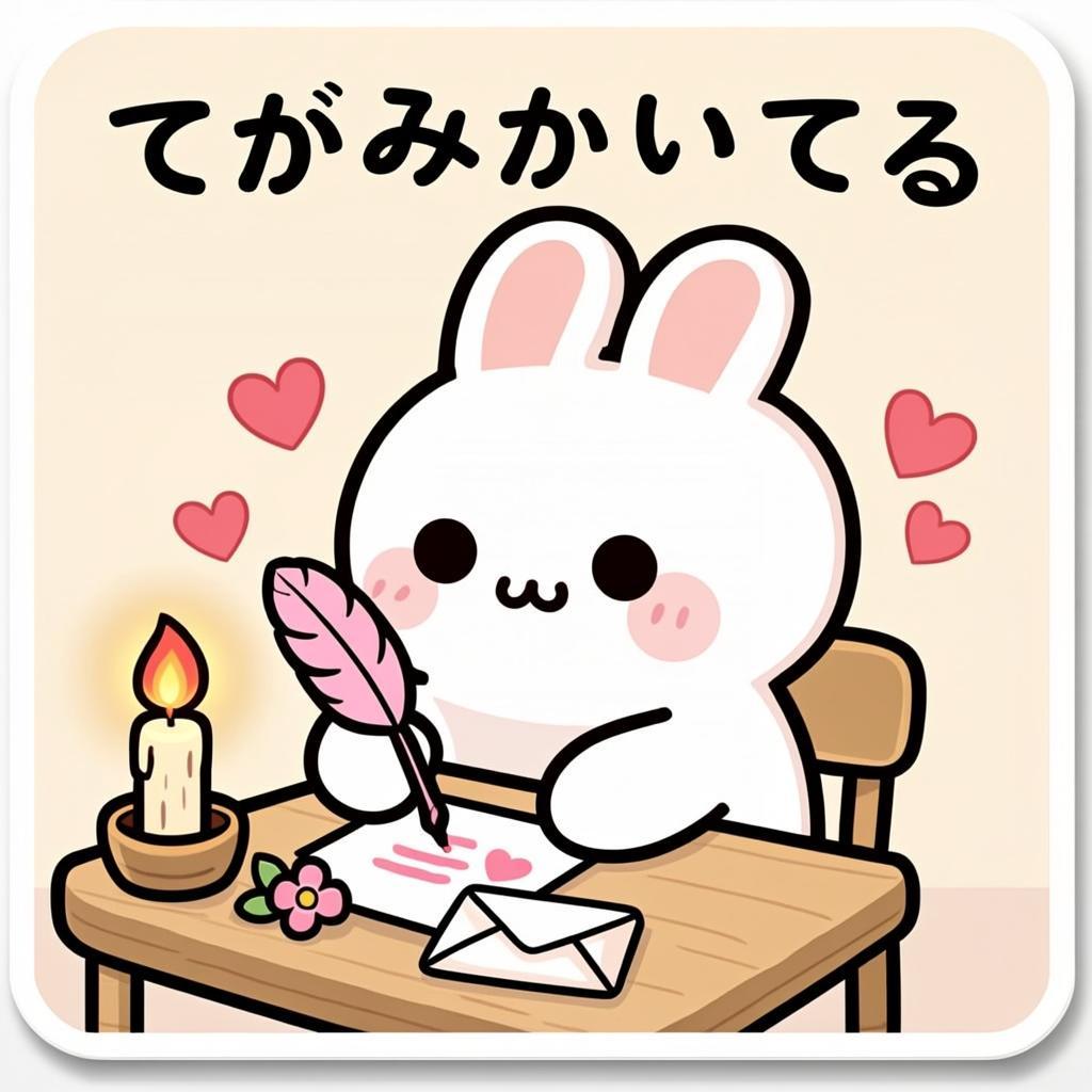 Momo が大切な人へ手紙を書いている。一生懸命綴る言葉には、想いがいっぱい。心…オリジナルイラスト