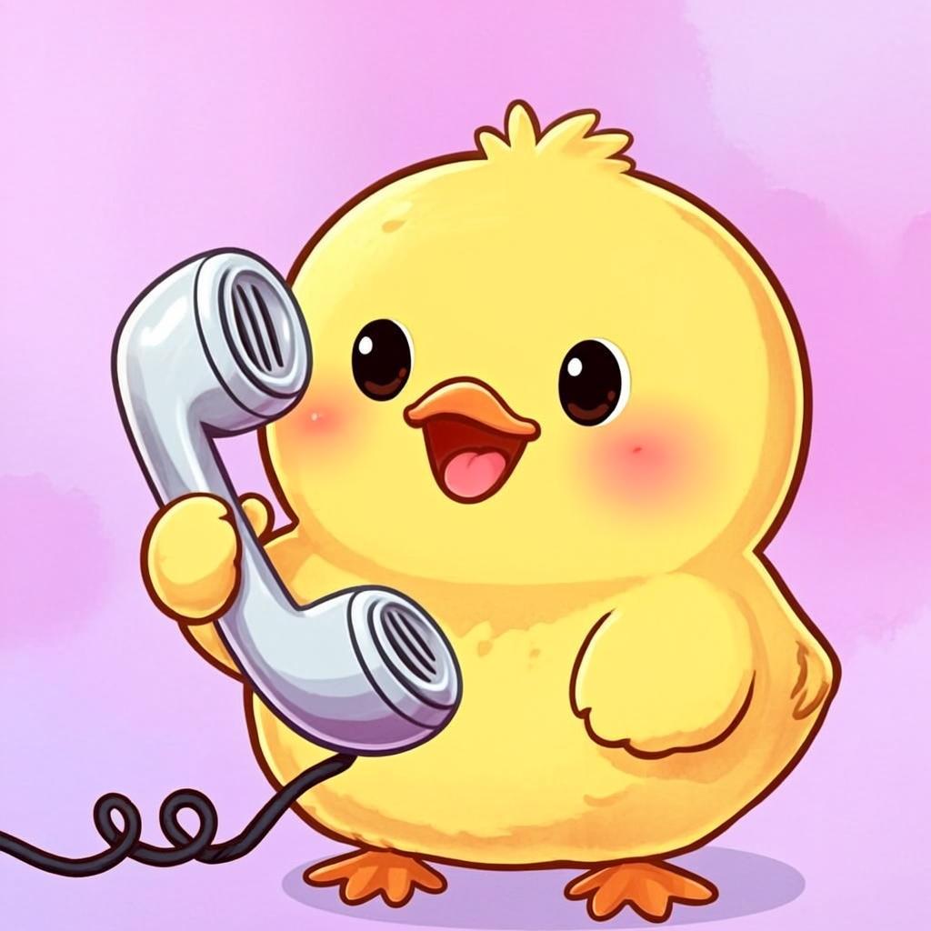 Niko が友達に電話をかける。「今日も遊ぼう!」。つながる絆、広がる輪。社交的…オリジナルイラスト
