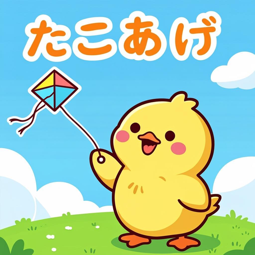 Niko が凧揚げをしている。糸を引いて、風に乗せる。高く高く舞い上がる凧に、心…オリジナルイラスト
