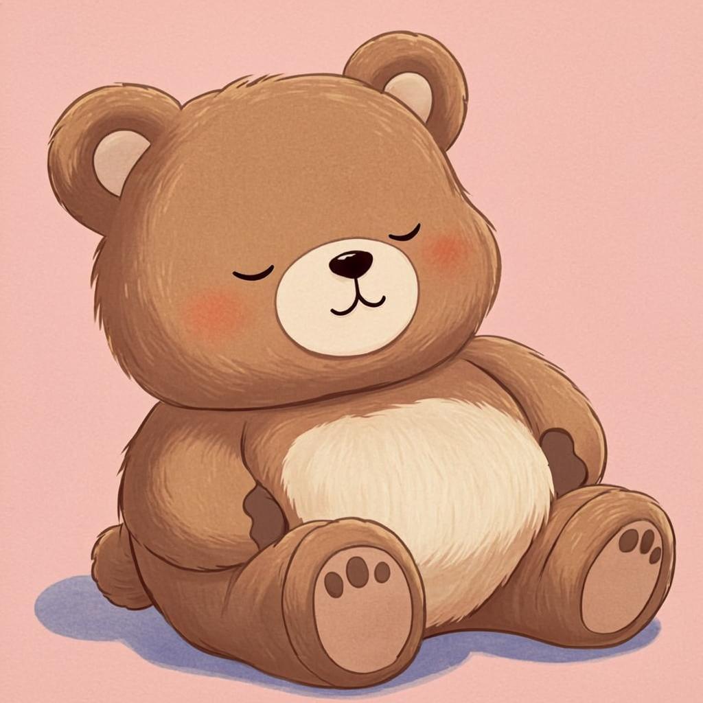 のんびり屋の茶色い熊のオリジナルキャラクター、Puku のイラスト