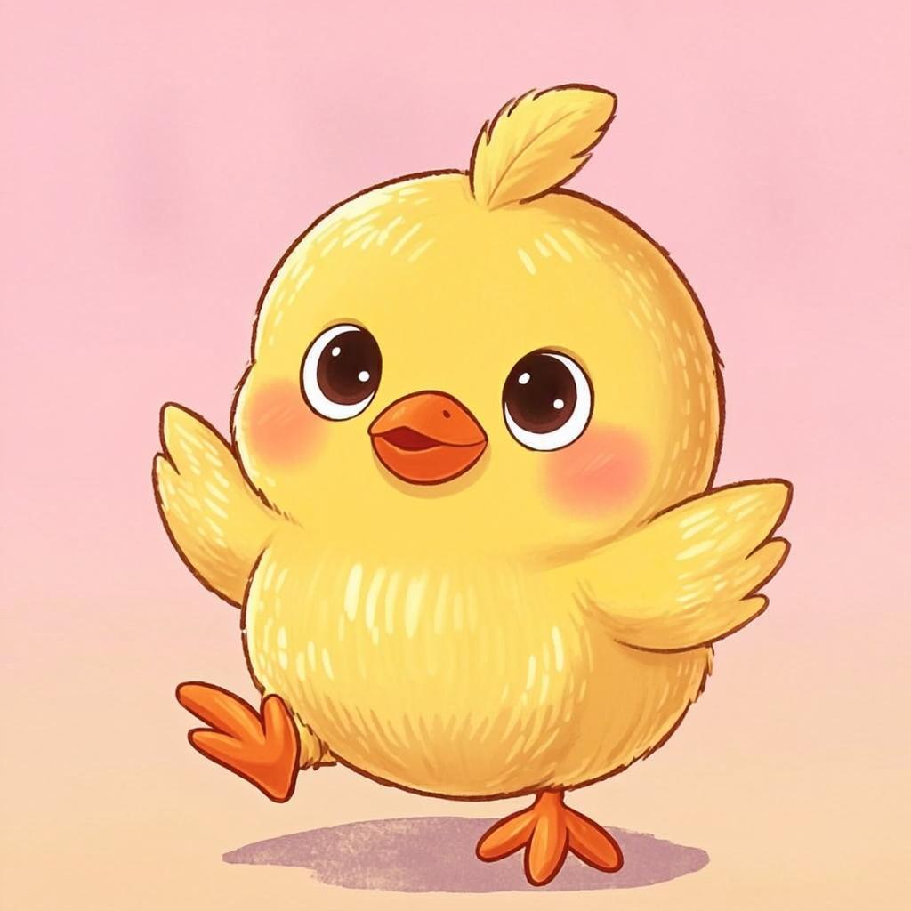 ぴよぴよと元気なひよこのキャラクターのオリジナルイラスト