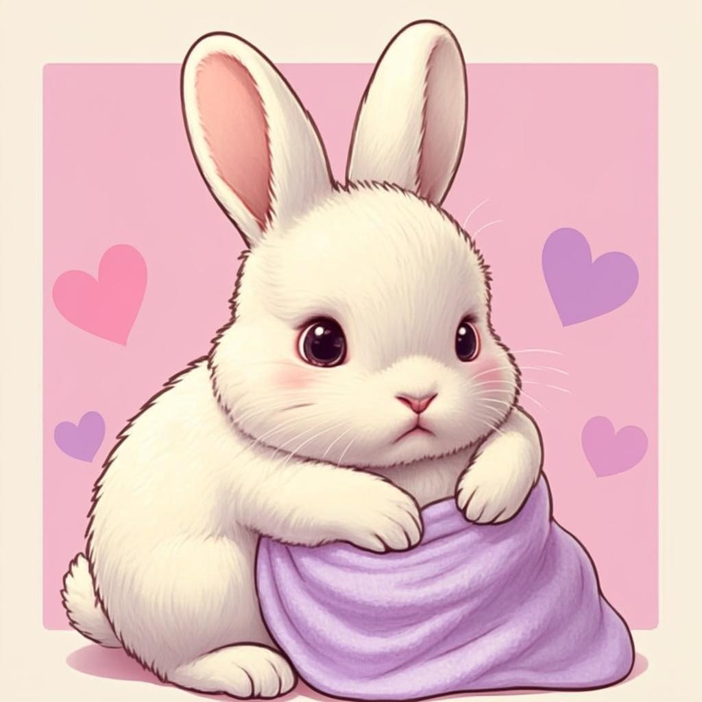 甘えん坊の白うさぎ、しゅがーのオリジナルイラスト