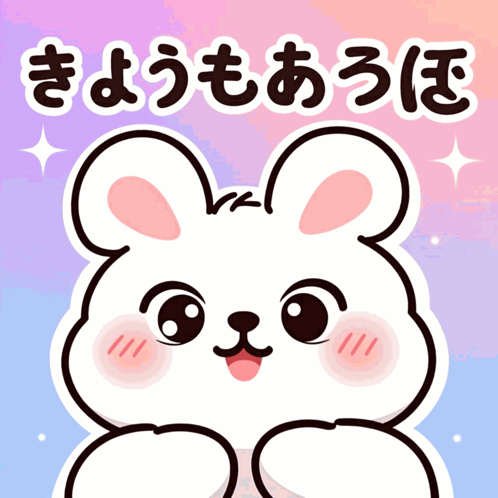 小さな耳の白うさぎ、みみちゃんのオリジナルイラスト