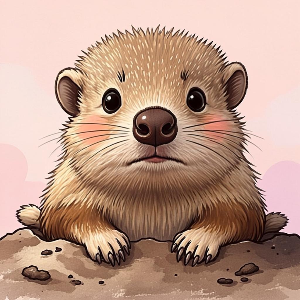 地面から顔を出すもぐらくんのオリジナルイラスト