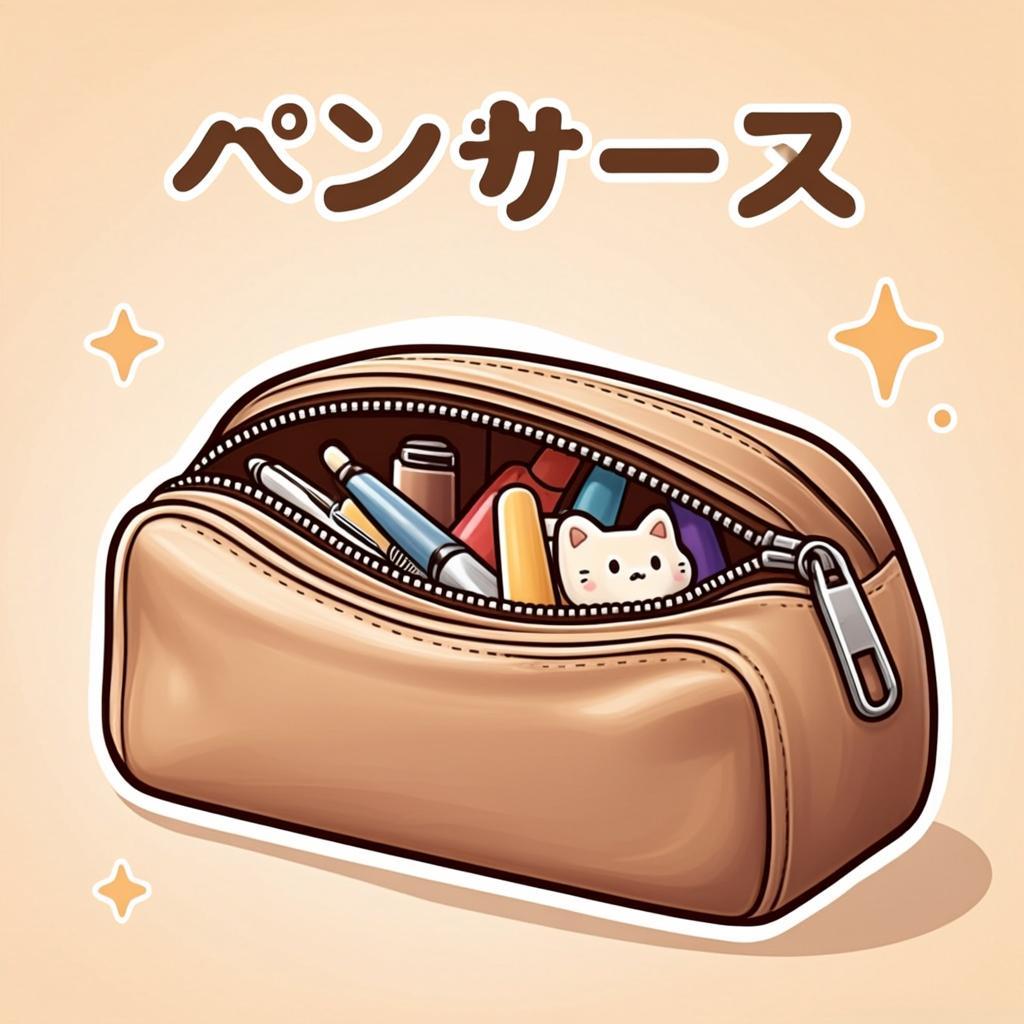 革のペンケースのオリジナルイラスト