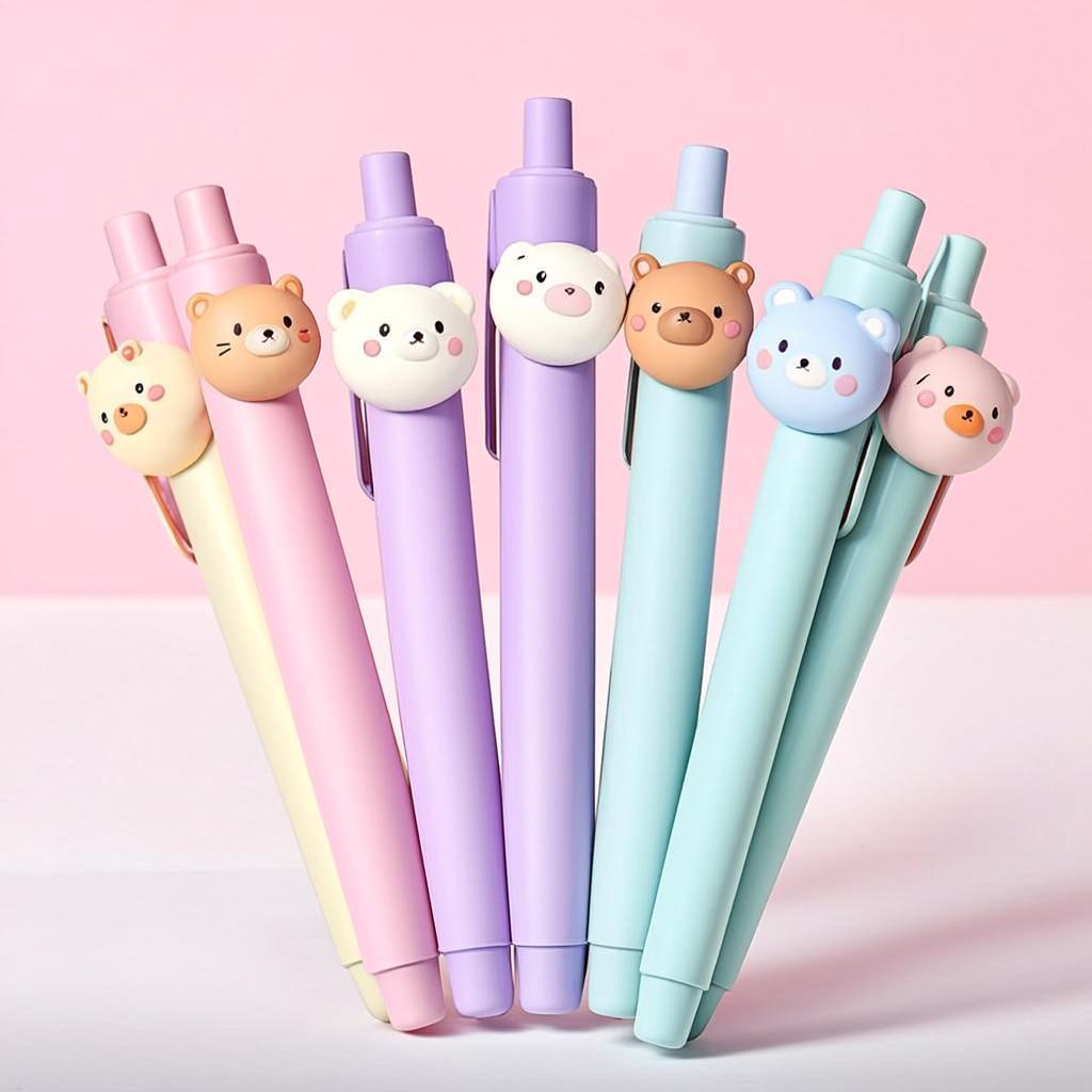 かわいい5色ボールペンのオリジナルイラスト