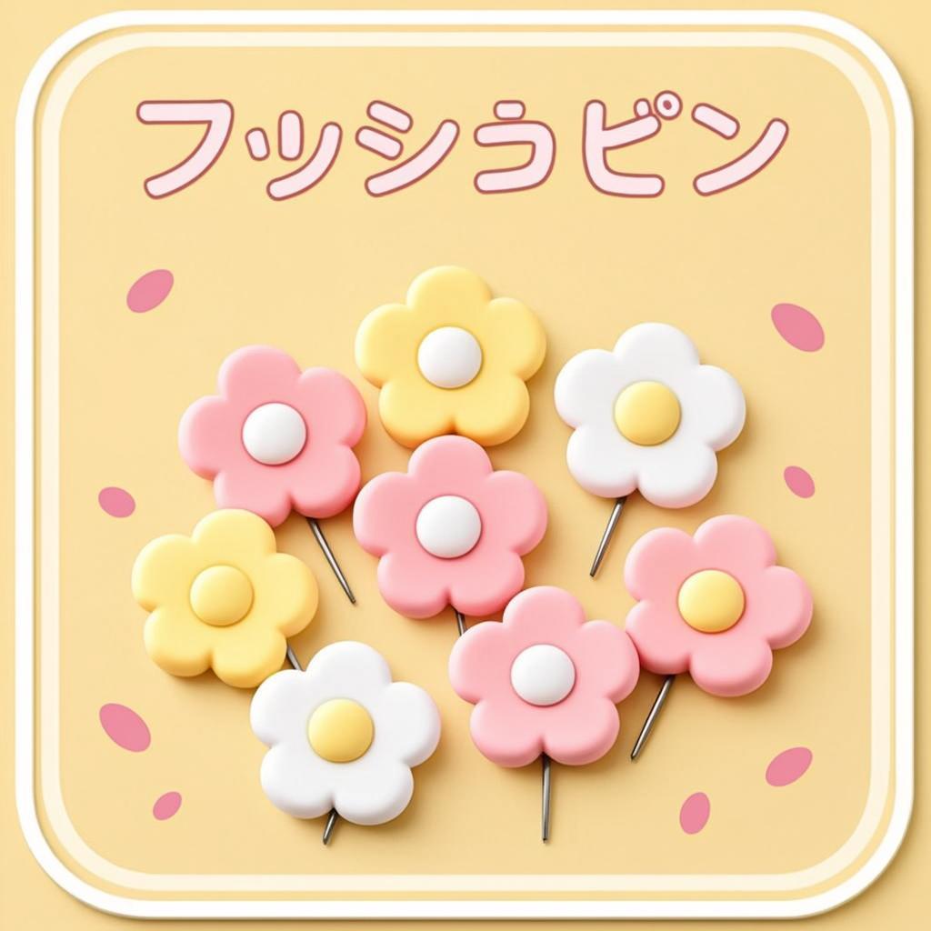 お花のプッシュピンのオリジナルイラスト