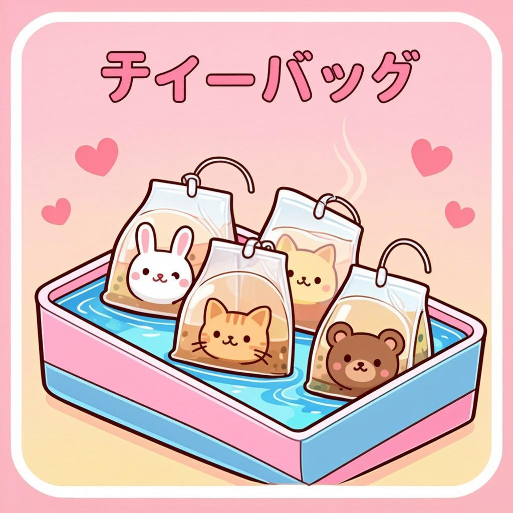 かわいいティーバッグセットのオリジナルイラスト